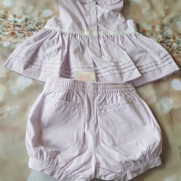 Janie and jack NWT Purple checks outfit Precious - Picture 4 of 5